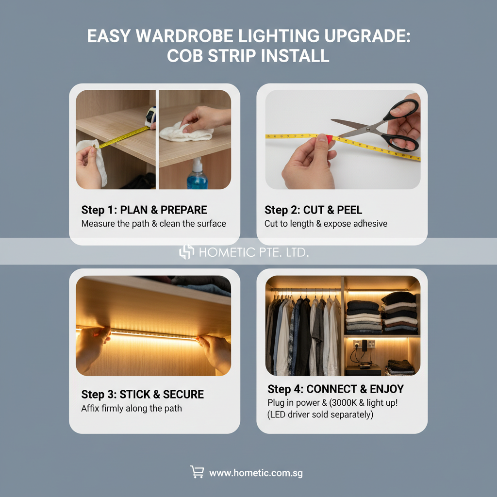 12V 8mm COB Strip Light Installation Guide