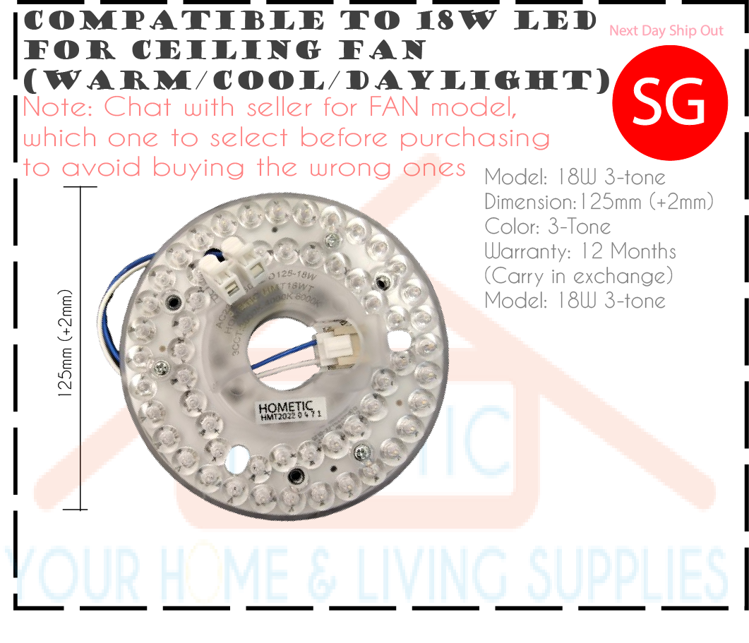 Ceiling Fan LED Lamp Module 18W 24W 36W 60W Magnet Stick ON 125mm 163mm