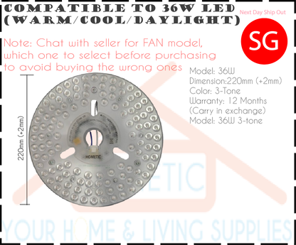 Ceiling Fan LED Lamp Module 18W 24W 36W 60W Magnet Stick ON 125mm 163mm