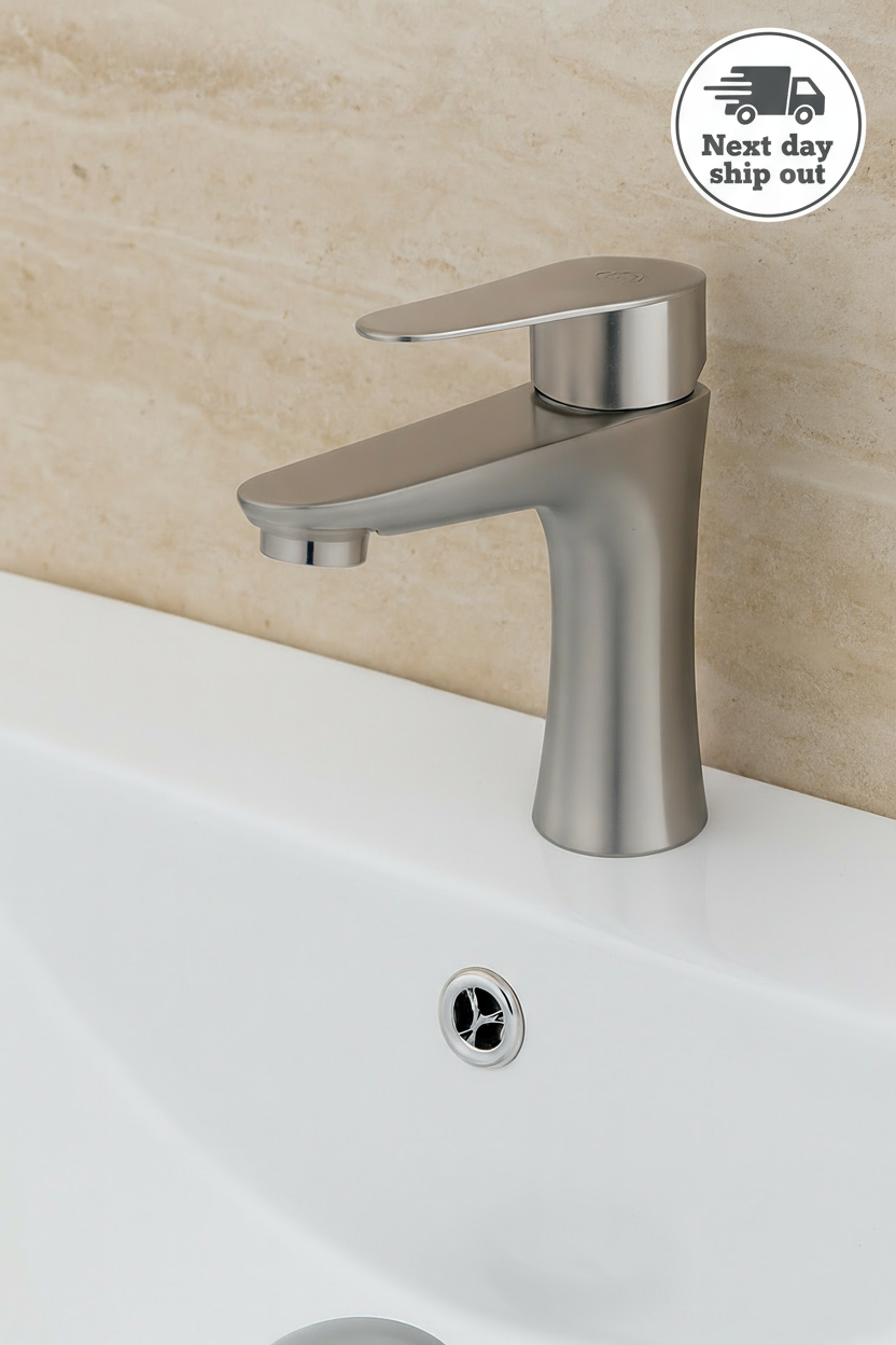 Stainless steel 304 basin tap with brushed finish for bathroom and kitchen