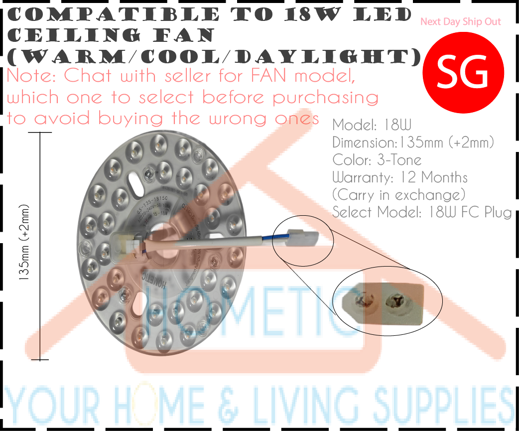 Ceiling Fan LED Lamp Module 18W 24W 36W 60W Magnet Stick ON 125mm 163mm