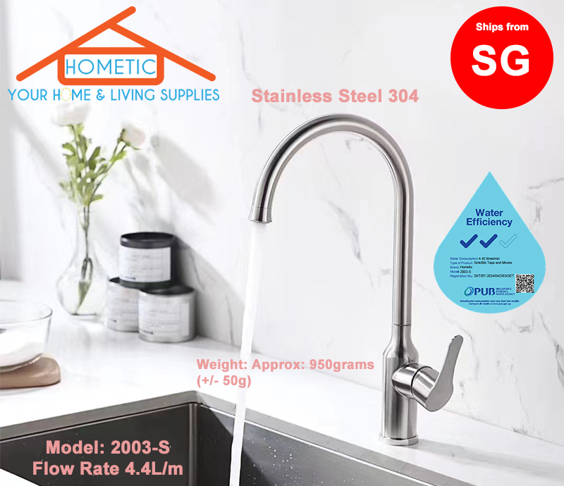 Stainless steel 304 basin tap with brushed finish for bathroom and kitchen